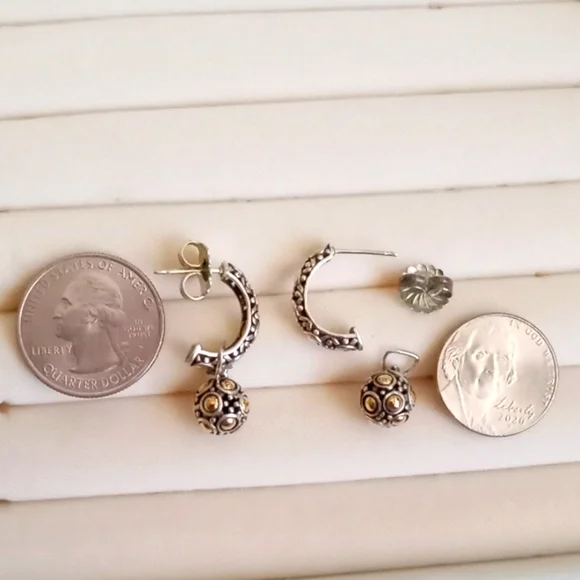 JOHN HARDY TWO-TONE JAISALMER DOT DROP EARRING'S - Picture 4 of 10